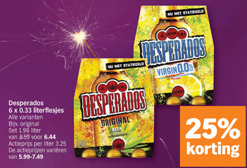 Aanbieding: Desperados 6 x 0.33 literflesjes