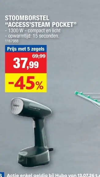 Promotie: Stoomborstel "access'steam pocket"