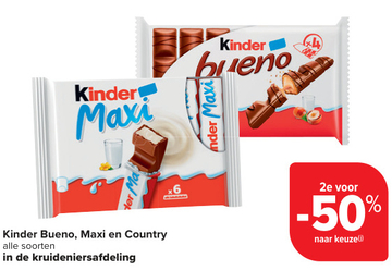 Aanbieding: Kinder Bueno, Maxi en Country