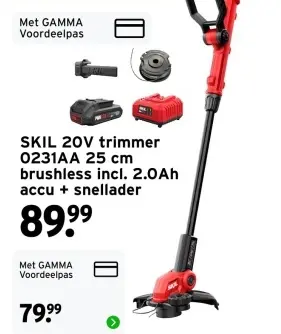 Aanbieding: 20V trimmer 0231AA 25 cm brushless incl. 2.0A