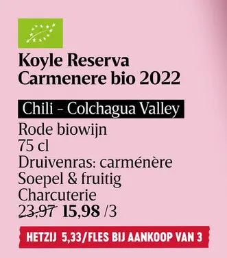 Aanbieding: Koyle Reserva Carmenere bio