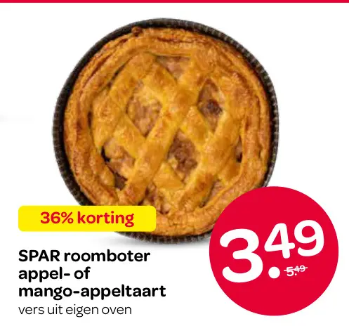Aanbieding: Roomboter appel- of mango-appeltaart