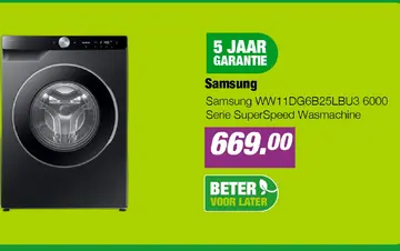 Aanbieding: Samsung WW11DG6B25LBU3 6000 Serie SuperSpeed Wasmachine
