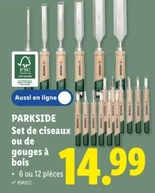 Offre: Set de ciseaux ou de gouges à bois