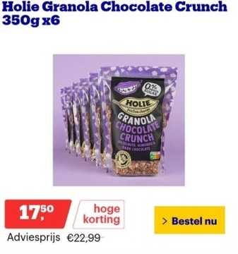 Aanbieding: Holie Granola Chocolate Crunch 350g x6