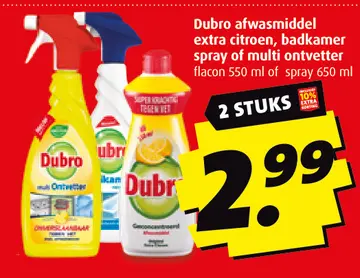 Aanbieding: Afwasmiddel extra citroen, badkamer spray of multi ontvetter