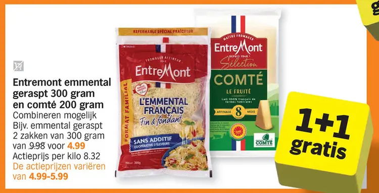Aanbieding: Entremont emmental geraspt en comté