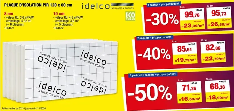 Offre: Idelco Plaque d'isolation PIR