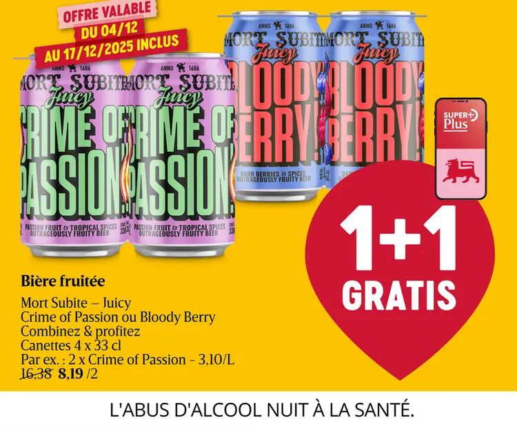 Offre: Bière fruitée Mort Subite