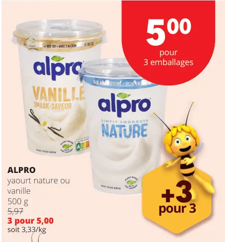 Offre: yaourt nature ou vanille