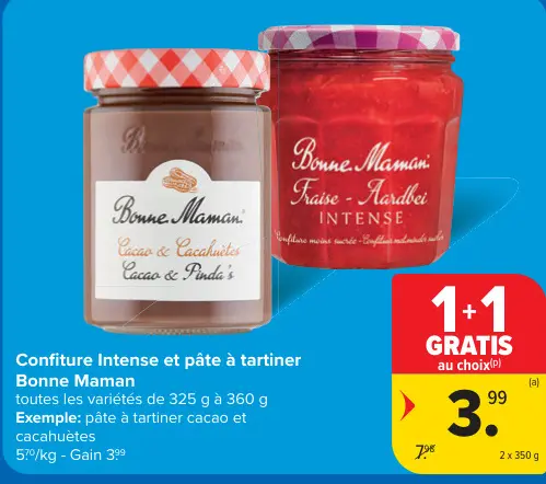 Offre: Confiture Intense et pâte à tartiner