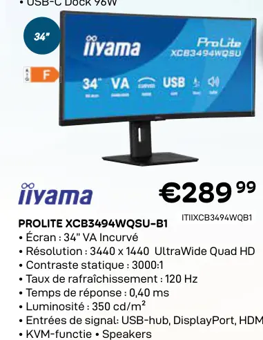 Offre: Prolite xcb3494wqsu-b1