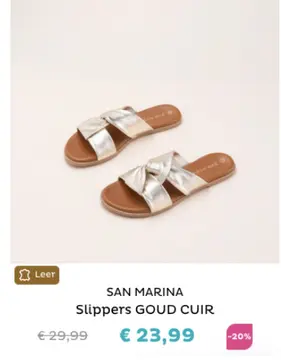 Aanbieding: Slippers GOUD CUIR
