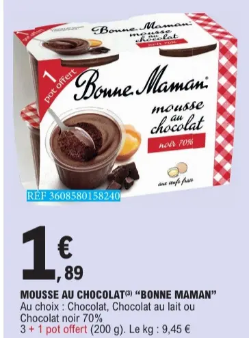 Promotie: Mousse au chocolat "Bonne Maman"