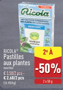Offre: Pastilles aux plantes menthol
