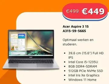 Aanbieding: Acer Aspire 3 15 A315-59-5665