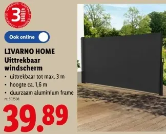 Promotie: Uittrekbaar windscherm