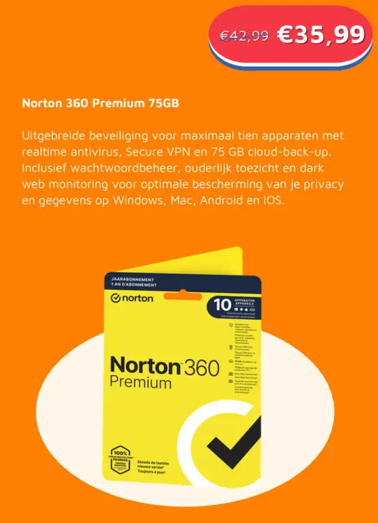 Aanbieding: Norton 360 Premium 75GB