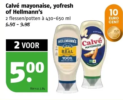 Aanbieding: Calvé mayonaise, yofresh of Hellmann's