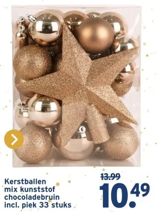 Aanbieding: Kerstballen mix kunststof chocoladebruin