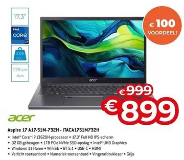 Aanbieding: Aspire 17 A17-51M-732H - ITACA1751M732H