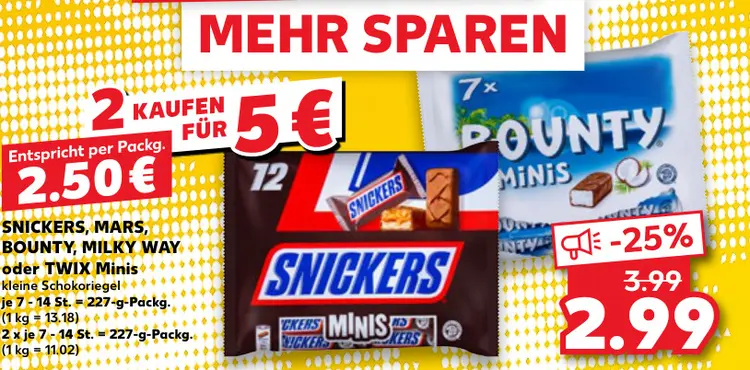 Aanbieding: SNICKERS, MARS, BOUNTY, MILKY WAY oder TWIX M