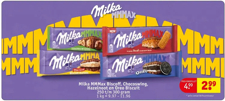 Offre: MMMax Biscoff, Chocoswing, Hazelnoot en Oreo Biscuit