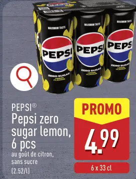 Offre: Pepsi zero sugar lemon
