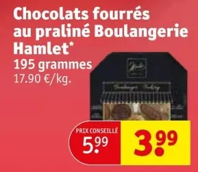 Offre: Chocolats fourrés au praliné