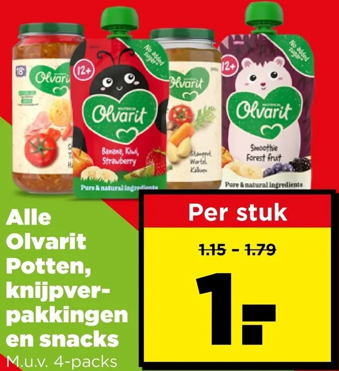 Aanbieding: Potten, knijpverpakkingen en snacks