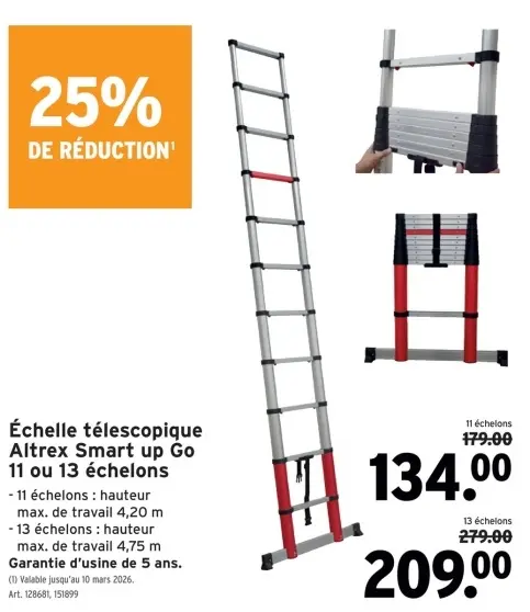 Offre: Échelle télescopique Altrex Smart up Go