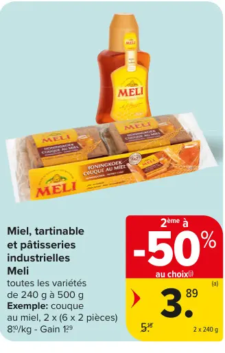 Offre: Miel, tartinable et pâtisseries industrielles