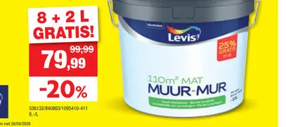 Promotie: Levis muurverf mat 8+2l wit