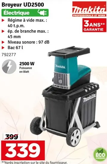 Offre: Broyeur UD2500 Électrique