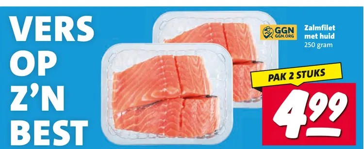Aanbieding: Zalmfilet met huid
