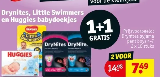Aanbieding: Drynites, Little Swimmers en Huggies babydoekjes