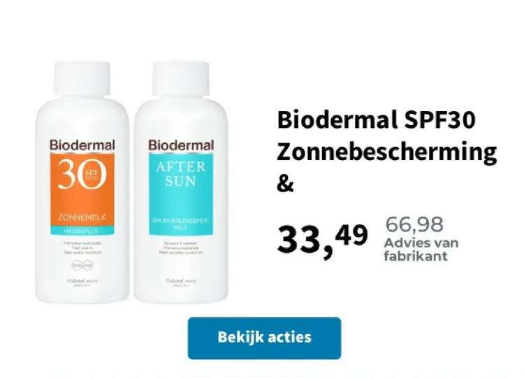 Aanbieding: Biodermal SPF30 Zonnebescherming &