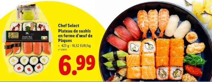 Offre: Plateau de sushis en forme d'œuf de Pâques