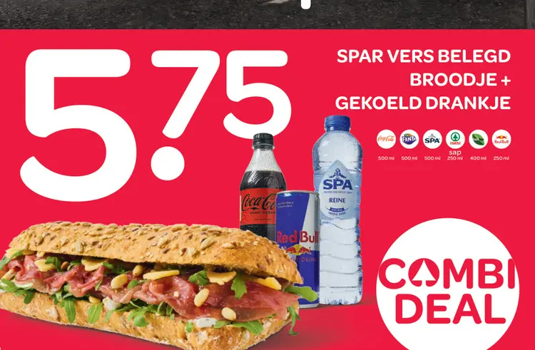 Aanbieding: Spar vers belegd broodje + gekoeld drankje