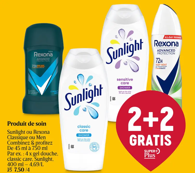 Offre: Produit de soin Sunlight ou Rexona Classique