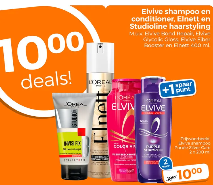 Aanbieding: Elvive shampoo en conditioner, Elnett en Stud