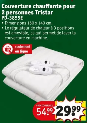 Offre: Couverture chauffante pour 2 personnes
