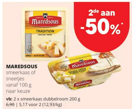 Promotie: MAREDSOUS smeerkaas of sneetjes