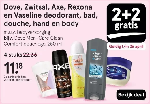 Aanbieding: Deodorant, bad, douche, hand en body