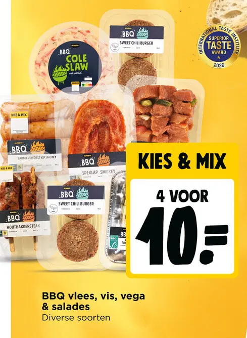 Aanbieding: BBQ vlees, vis, vega & salades