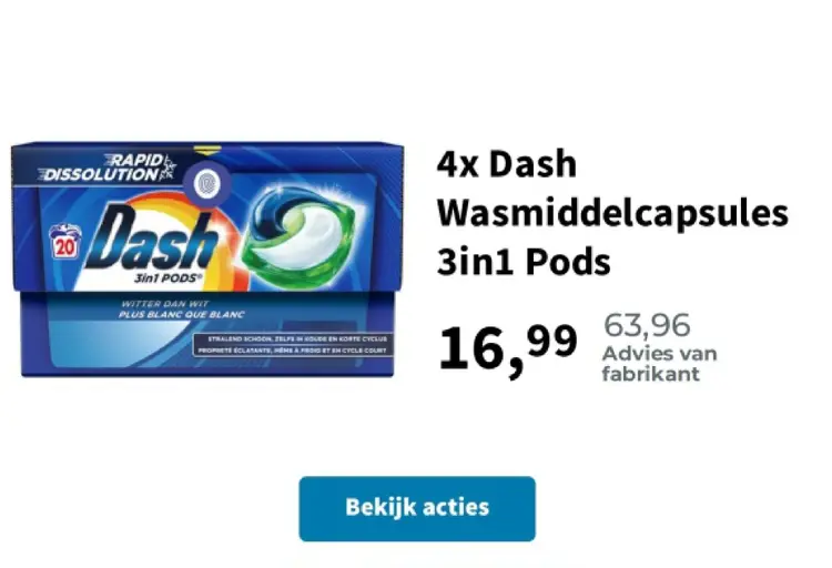 Promotie: Dash Wasmiddelcapsules 3in1 Pods