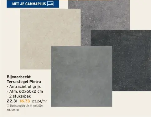 Promotie: Terrastegel Pietra