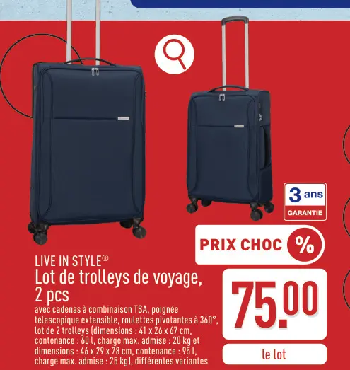 Offre: Lot de trolleys de voyage, 2 pcs