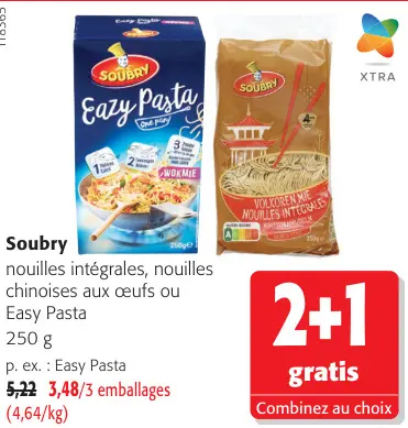 Offre: Nouilles intégrales, nouilles chinoises aux œufs ou Easy Pasta