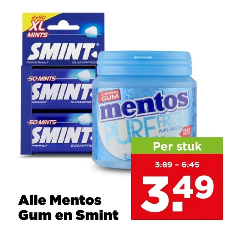 Aanbieding: Alle Mentos Gum en Smint